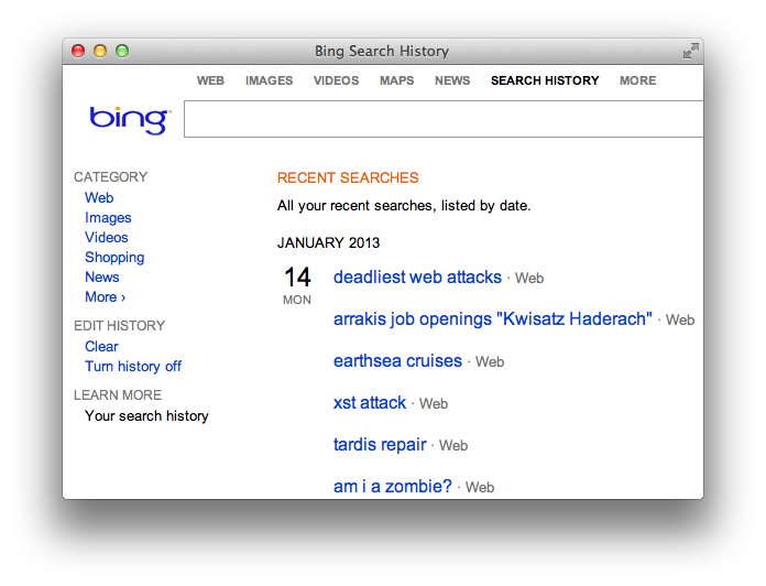 Bing Search History CSRF